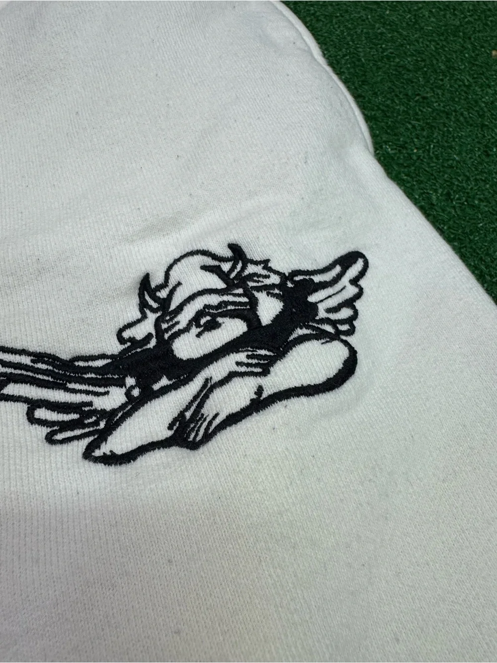 Boys Lie Sweatpants Women’s Size Small White Baggy Wide Leg Cupid
